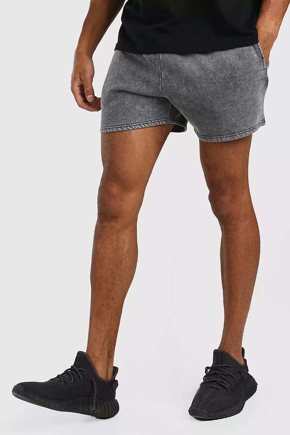 Short Length Acid Wash Sweat Short | boohooMAN USA